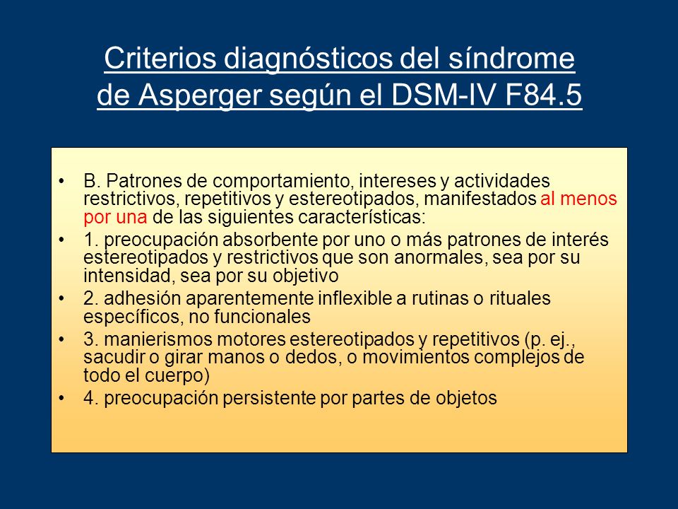 Sindrome de asperger criterios diagnosticos